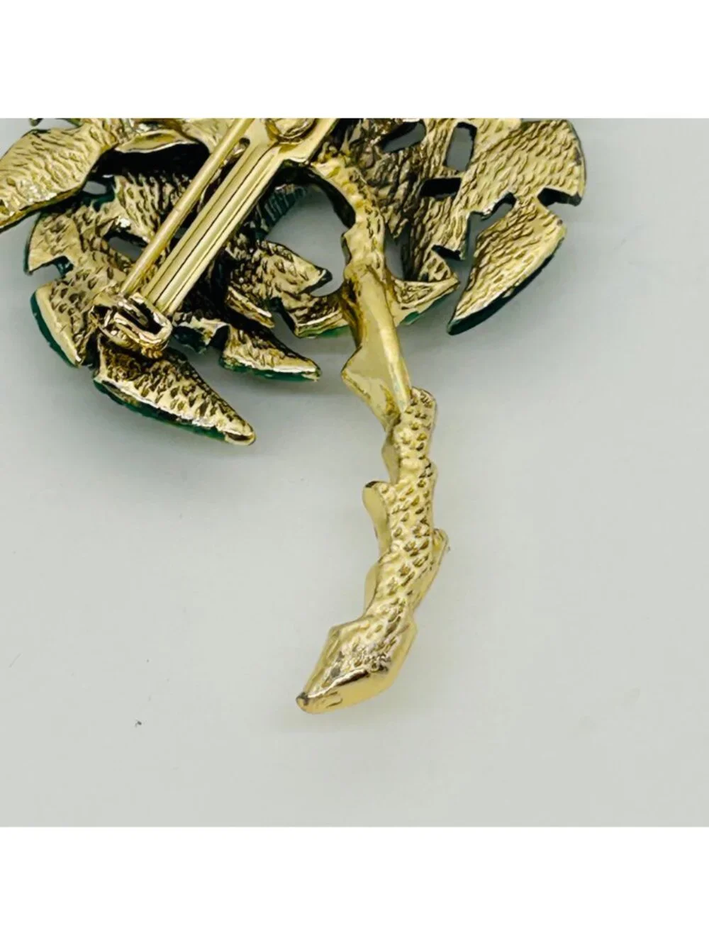 Vintage Palm Tree Brooch Green Enamel Gold Pin Beach Cruise Tropical Vacation